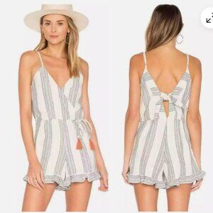 Tularosa Amelia Striped Linen Chambray Romper Revolve Boho Jumpsuit V-Neck XS